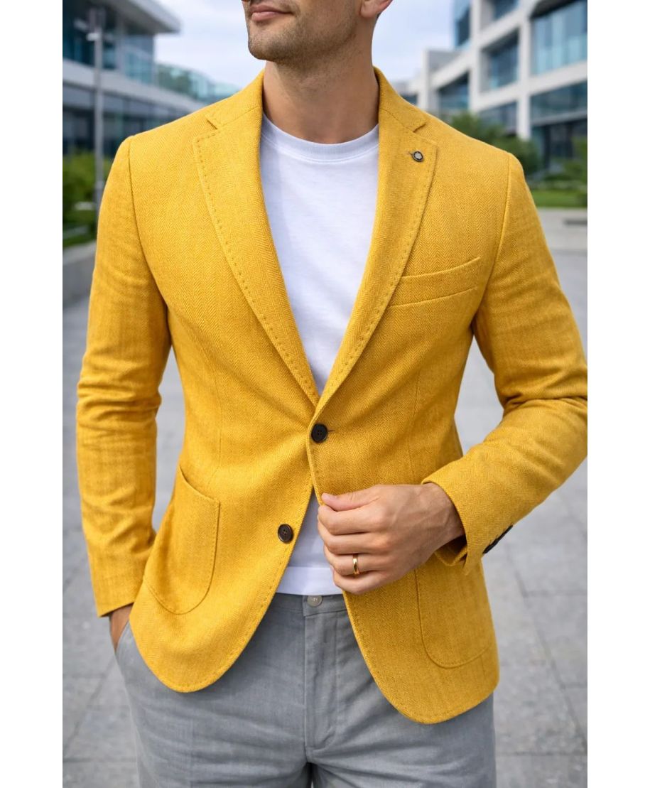 Giacca uomo senape misto lino - Managua - Paul Miranda - Gogolfun.it