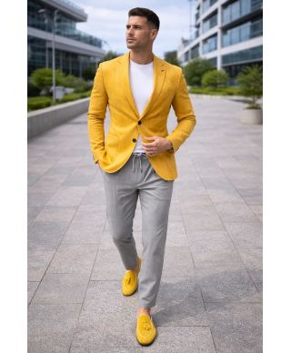 Giacca uomo senape misto lino - Managua