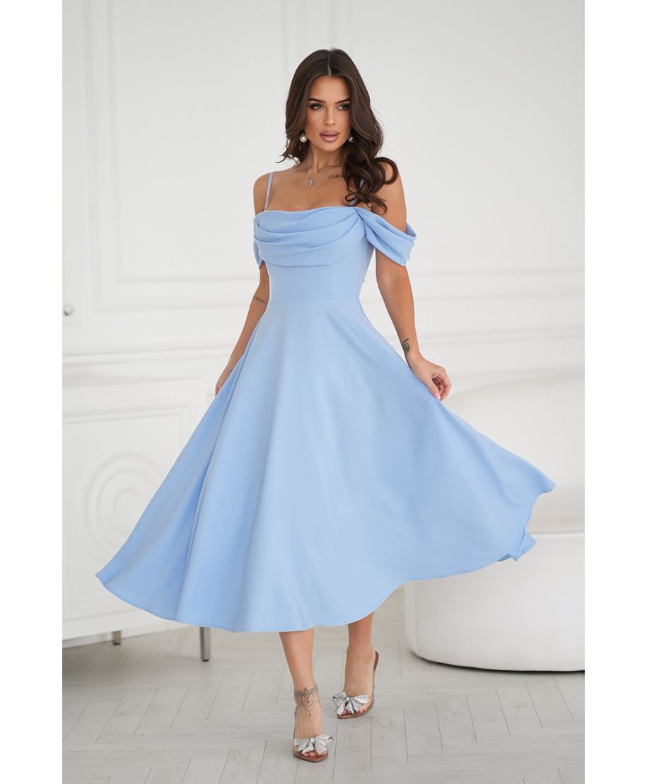 Abito midi elegante in Raso - Scollo Morbido e Spalline scorrevoli