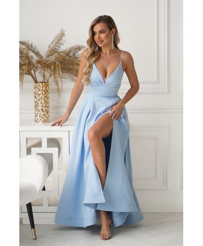 Abito da cerimonia azzurro con  schiena corsetto – Ravenna