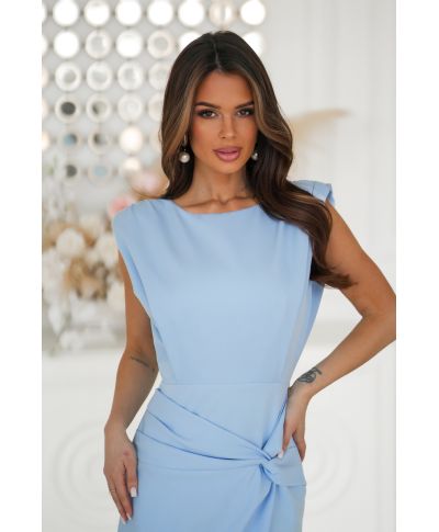 Vestito tubino azzurro con gonna geometrica  - Nela