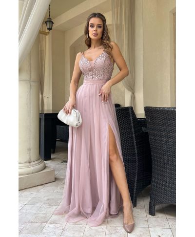 Abito da cerimonia, Lungo - Corsetto – Rosa antico