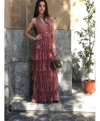 Abito in pizzo elegante - Rosa antico - Gorgeus