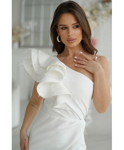 Abito elegante, lungo – Mono spalla - Colore  Ecru