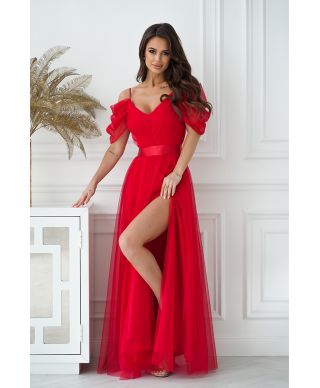 Vestito lungo elegante - In tulle – Rosso