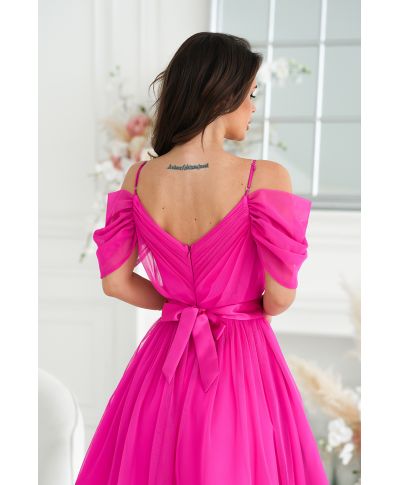 Vestito lungo elegante - In tulle – Fuxia