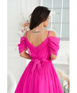 Vestito lungo elegante - In tulle – Fuxia