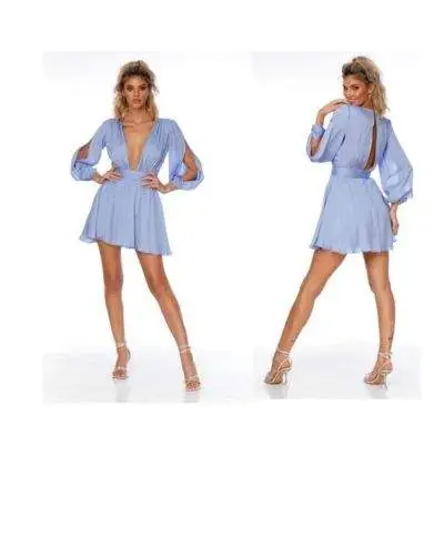 Vestito azzurro, corto - Elegante