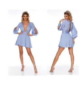 Vestito azzurro, corto - Elegante