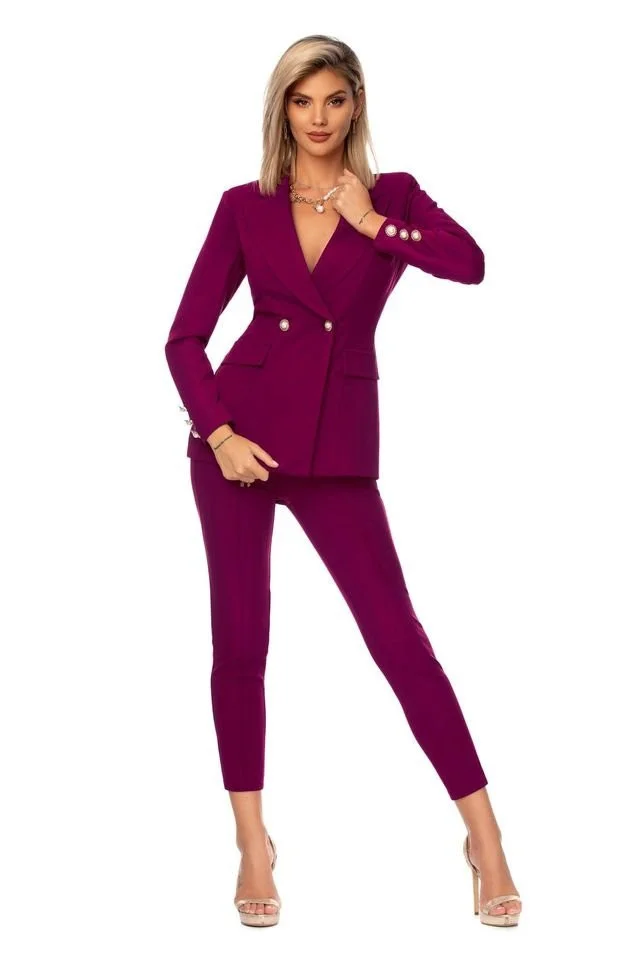 Tailleur giacca e pantaloni eleganti Viola