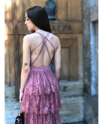 Abito in pizzo elegante - Rosa antico - Gorgeus