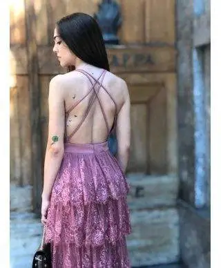 Abito in pizzo elegante - Rosa antico - Gorgeus