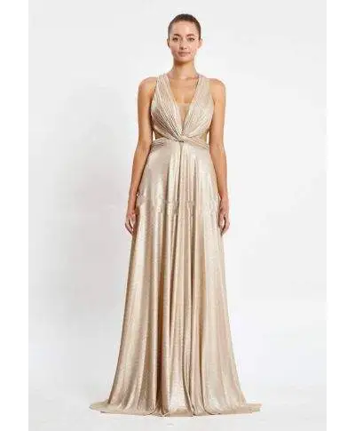 Vestito da cerimonia lungo, oro - Schiena scoperta - Abiti eleganti - Gogolfun.it