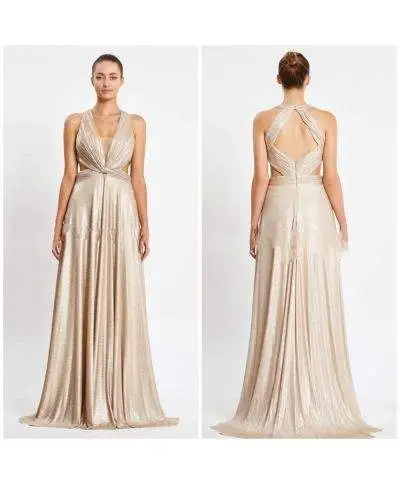 Vestito da cerimonia lungo, oro - Schiena scoperta - Abiti eleganti - Gogolfun.it