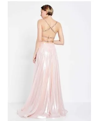 Abito lungo elegante, rosa - Corpetto decorato