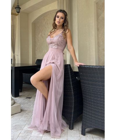 Abito da cerimonia, Lungo - Corsetto – Rosa antico