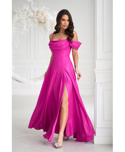 Abito da cerimonia fucsia con spacco - Costa