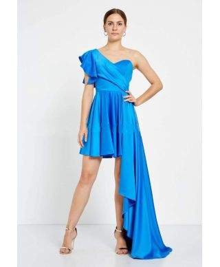 Vestito corto elegante, blu - Sfasato