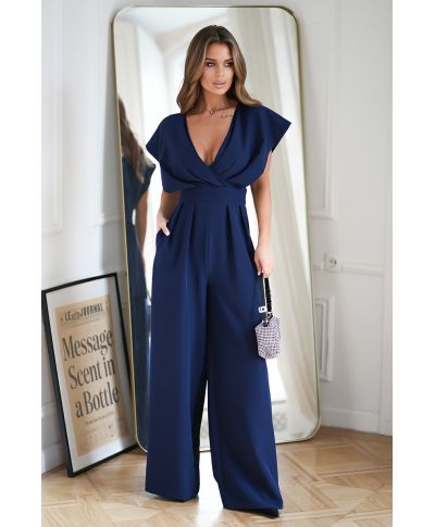 Tuta donna elegante - Blu - Pantaloni a palazzo