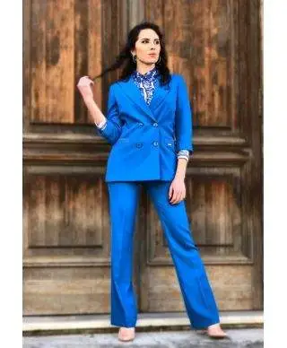 Tailleur donna, blu - Pantaloni a palazzo