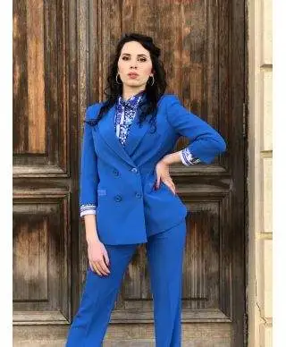 Tailleur donna, blu - Pantaloni a palazzo