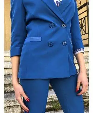 Tailleur donna, blu - Pantaloni a palazzo