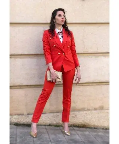 Tailleur giacca e pantaloni eleganti, rosso
