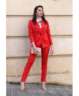 Tailleur giacca e pantaloni eleganti, rosso