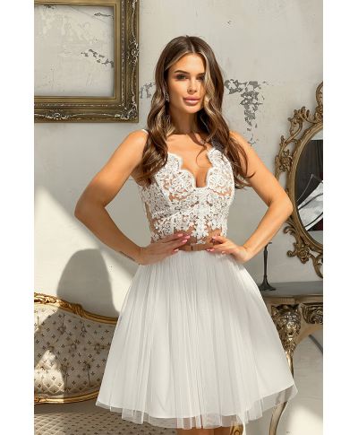 Abito corto elegante - In Tulle – Ecru - bianco