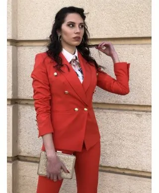 Tailleur giacca e pantaloni eleganti, rosso