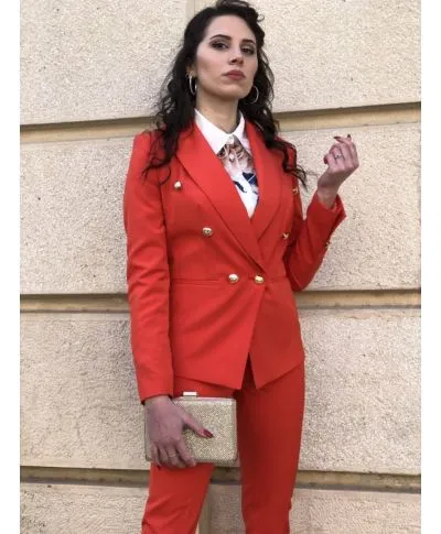 Tailleur giacca e pantaloni eleganti, rosso