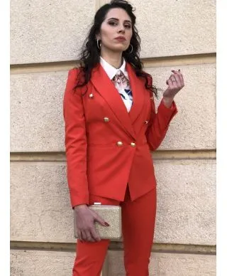 Tailleur giacca e pantaloni eleganti, rosso