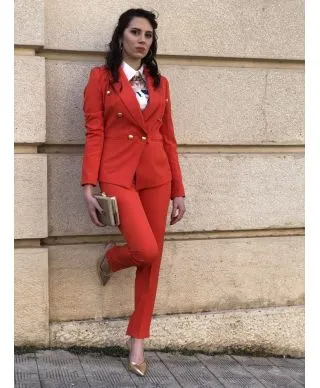 Tailleur giacca e pantaloni eleganti, rosso