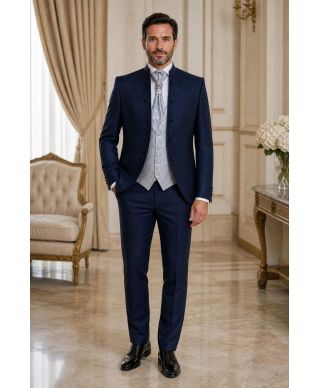 Abito Sposo Blu elettrico, gilet particolare - Ruggiero - Gogolfun.it