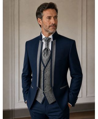 Abito sposo blu con collo coreano - Memory - Abiti e smoking sposo - Gogolfun.it