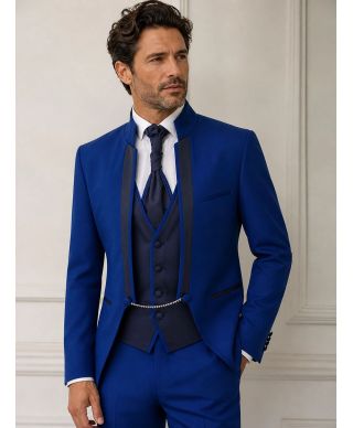 Abito da sposo blu cobalto con collo coreano - Memory - Abiti e smoking sposo - Gogolfun.it
