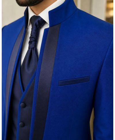 Abito da sposo blu cobalto con collo coreano - Memory - Abiti e smoking sposo - Gogolfun.it