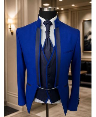 Abito da sposo blu cobalto con collo coreano - Memory - Abiti e smoking sposo - Gogolfun.it