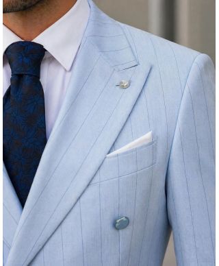 Abito uomo doppiopetto gessato, azzurro - Boris - Abiti eleganti uomo - Gogolfun.it
