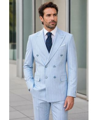Abito uomo doppiopetto gessato, azzurro - Boris - Abiti eleganti uomo - Gogolfun.it
