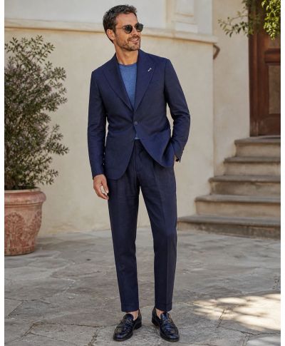 Abito uomo blu in misto Lino - Poirot - Paul Miranda  - Abiti uomo estivi - Gogolfun.it