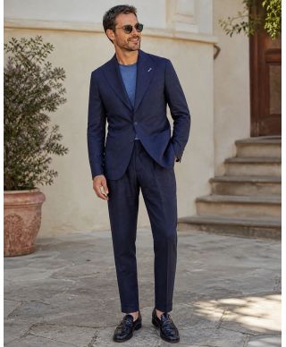 Abito uomo blu in misto Lino - Poirot - Paul Miranda  - Abiti uomo estivi - Gogolfun.it