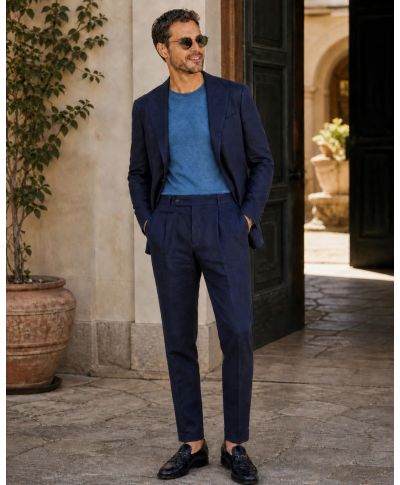 Abito uomo blu in misto Lino - Poirot - Paul Miranda  - Abiti uomo estivi - Gogolfun.it