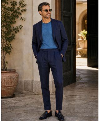 Abito uomo blu in misto Lino - Poirot - Paul Miranda  - Abiti uomo estivi - Gogolfun.it