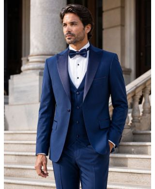 Smoking blu cobalto con gilet - Pascal - Abiti e smoking sposo, diciottesimo, invitato - Gogolfun.it