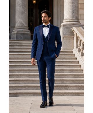 Smoking blu cobalto con gilet - Pascal - Abiti e smoking sposo, diciottesimo, invitato - Gogolfun.it