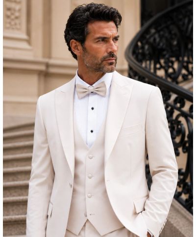Smoking uomo bianco panna - Pascal - Smoking sposo - Gogolfun.it