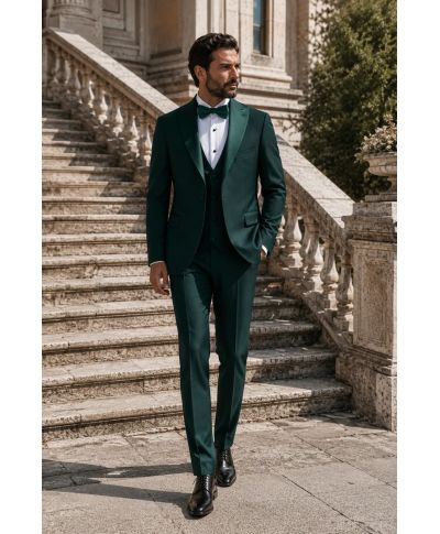 Smoking uomo con gilet, verde - Pascal - Matrimoni e diciottesimi - Gogolfun.it