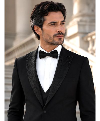 Smoking nero con rever in strass neri - Cremona - Diciottesimo compleanno - Gogolfun.it