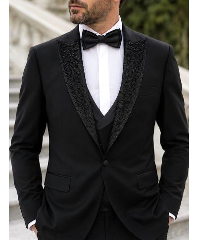 Smoking nero con rever in strass neri - Cremona - Diciottesimo compleanno - Gogolfun.it